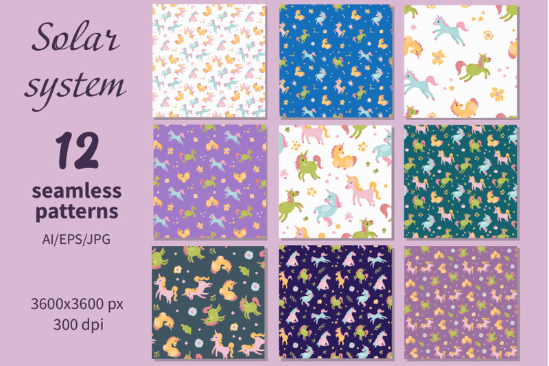 unicorn-paper-seamless-patterns