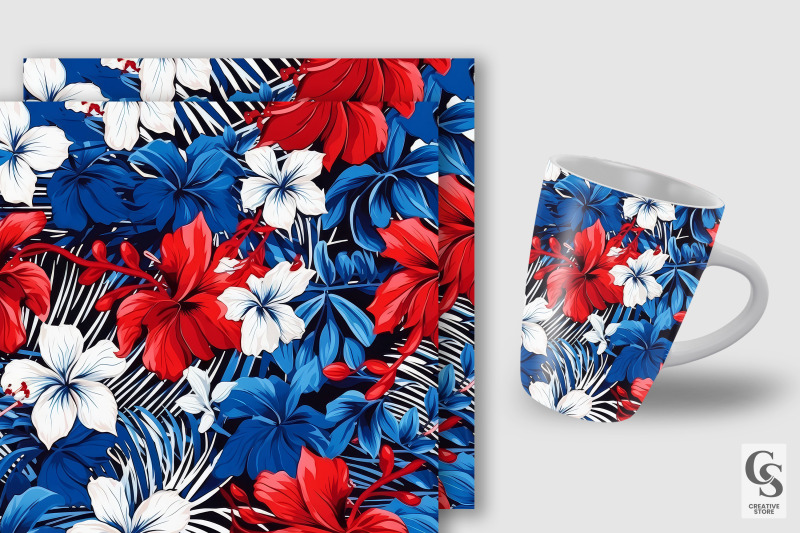 red-amp-blue-tropical-flowers-digital-papers