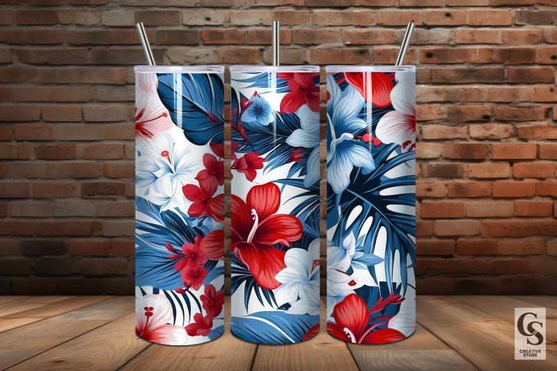 red-amp-blue-tropical-flowers-digital-papers