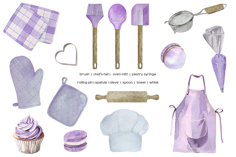 watercolor-bakery-mixer-clipart-purple-kitchen-utensils-21-png