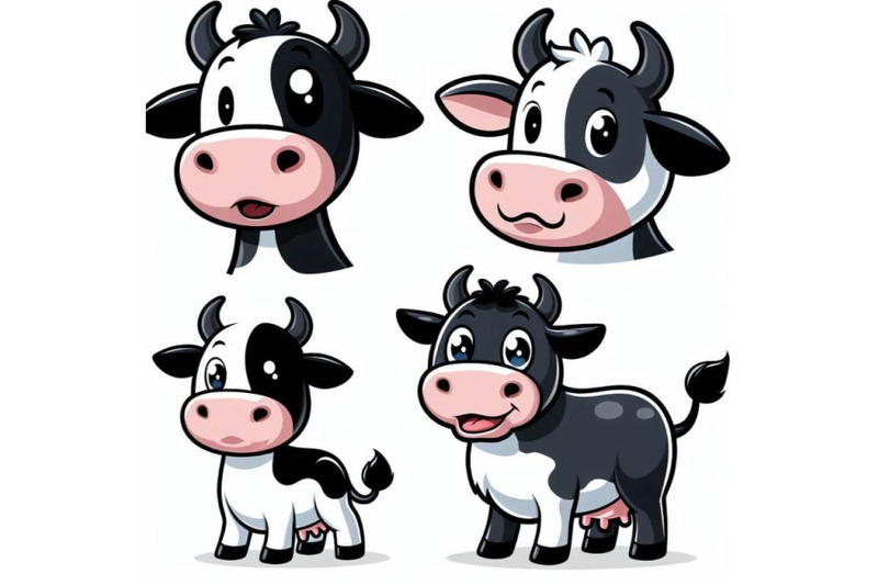 a-bundle-of-cartoon-cow-with-a-friendly-expression