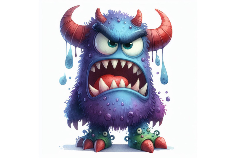 a-bundle-of-a-cartoon-monster-with-an-angry-expr