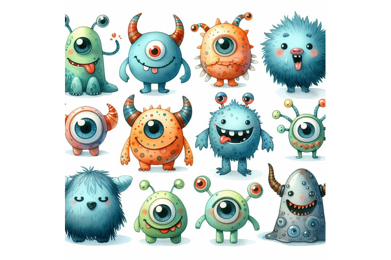 a-bundle-of-cartoon-cute-monsters