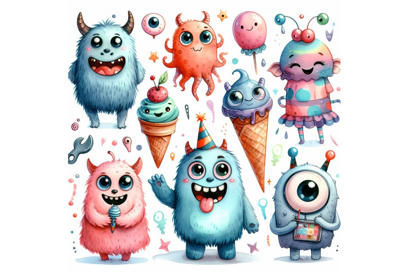 a-bundle-of-cartoon-cute-monsters