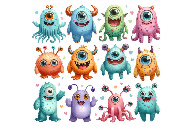 a-bundle-of-cartoon-cute-monsters