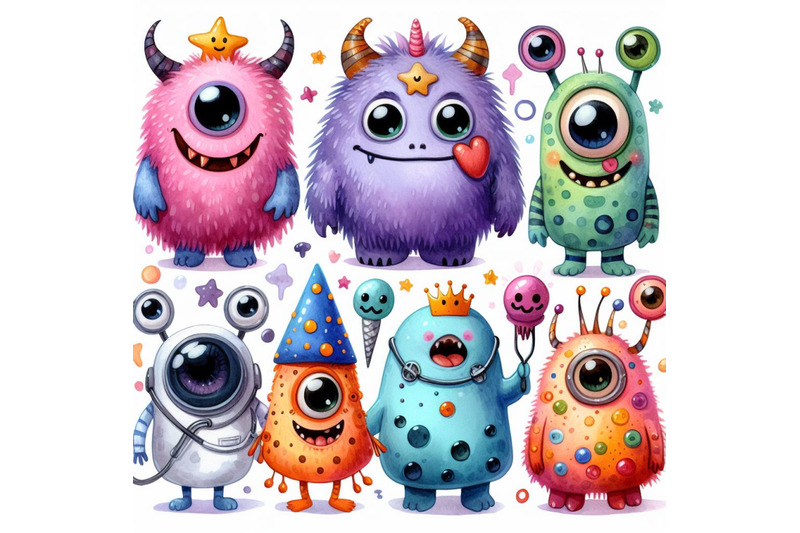 a-bundle-of-cartoon-cute-monsters