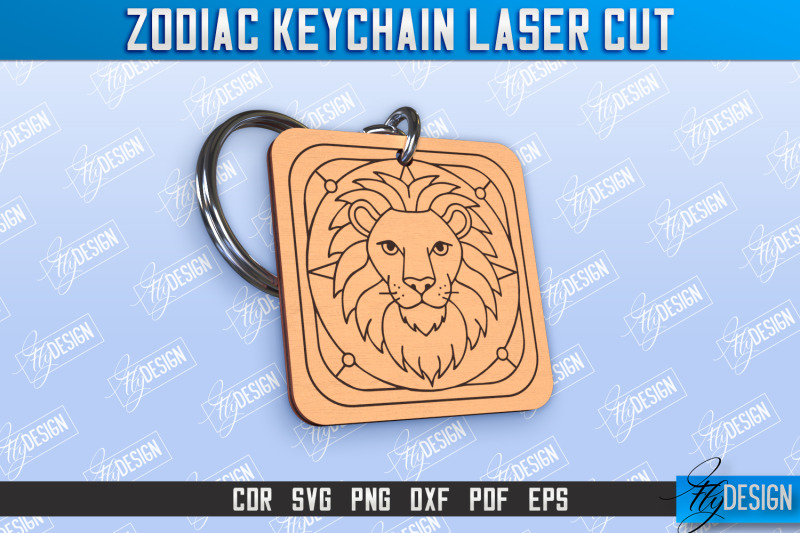 leo-keychain-laser-cut-astrology-design-zodiac-sign-cnc-file