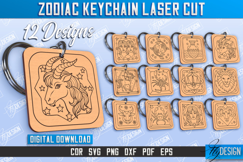 zodiac-keychain-laser-cut-bundle-astrology-design-zodiac-sign