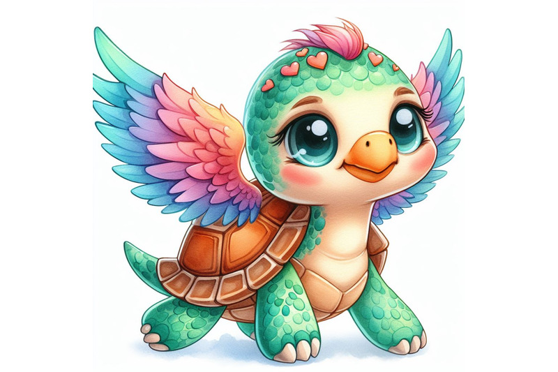 a-bundle-of-cute-cartoon-turtle-with-wings-ready-t