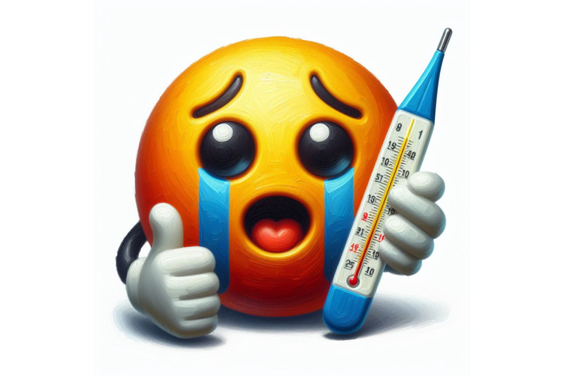 a-bundle-of-a-sick-emoticon-with-a-thermometer