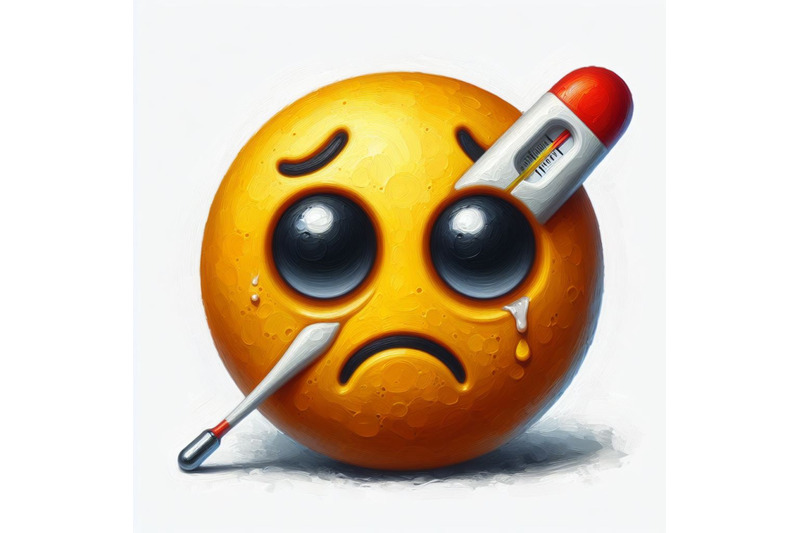 a-bundle-of-a-sick-emoticon-with-a-thermometer