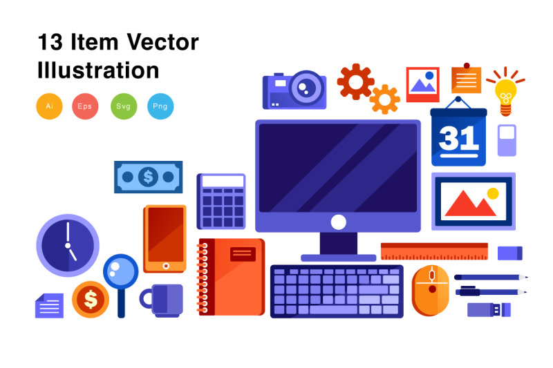 office-graphic-object-elements-illustration