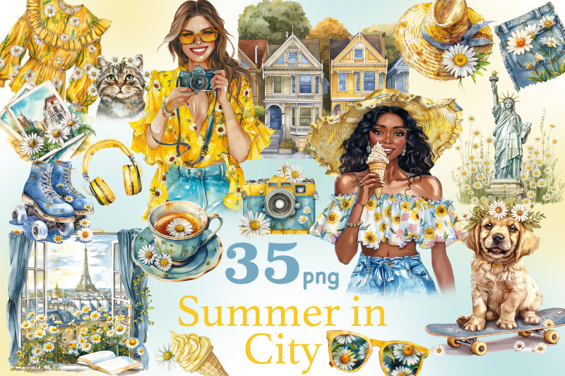 summer-in-city-clipart-daisies-png