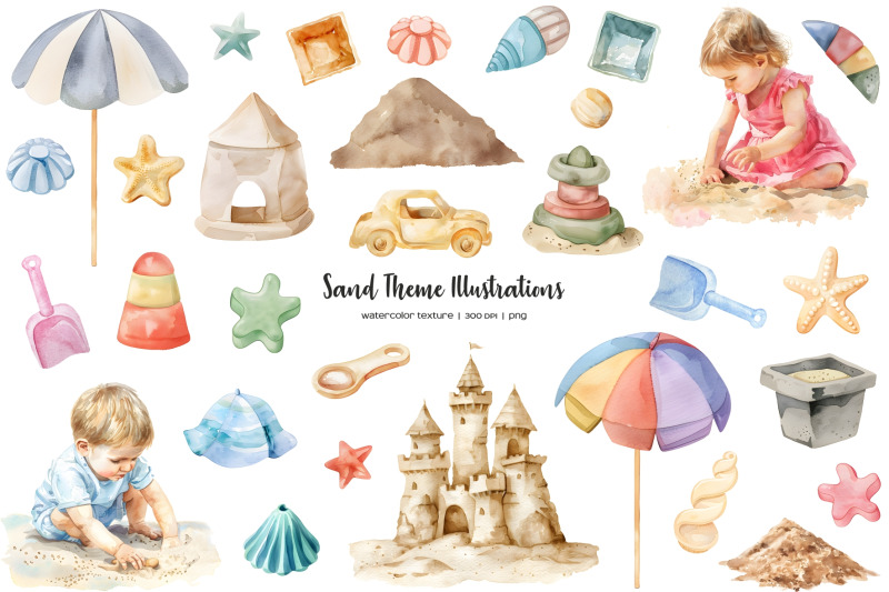 watercolor-sand-games-clipart-playing-in-the-sand-clipart-sandcastle