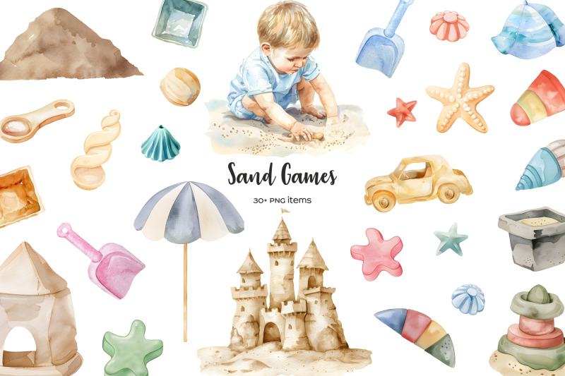 watercolor-sand-games-clipart-playing-in-the-sand-clipart-sandcastle