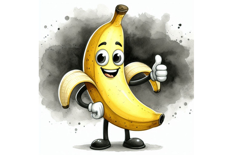 a-bundle-of-cartoon-banana-giving-thumbs-up