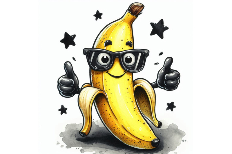 a-bundle-of-cartoon-banana-giving-thumbs-up