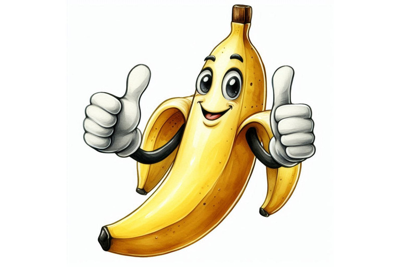 a-bundle-of-cartoon-banana-giving-thumbs-up