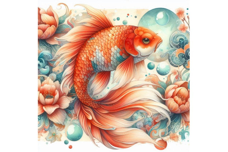 a-bundle-of-02-goldfish-in-oriental-style-painting