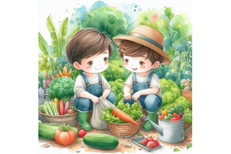 a-bundle-of-02-kids-in-a-vegetable-garden