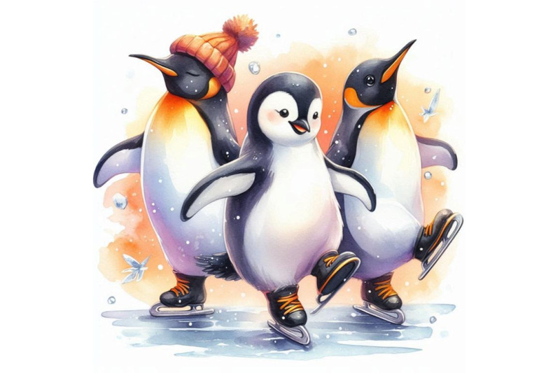 penguins-ice-skating