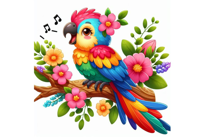 bundle-of-cute-bird-decorated-with-flowers