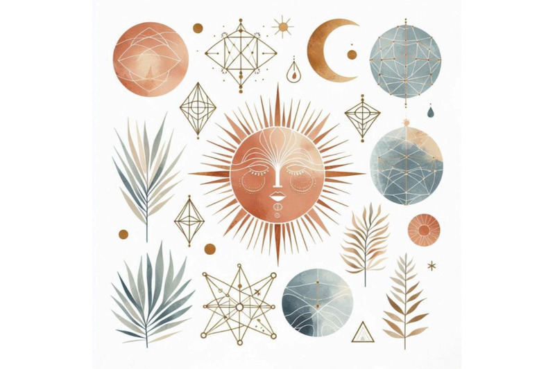 a-bundle-of-abstract-sun-moon-print-boho-mi