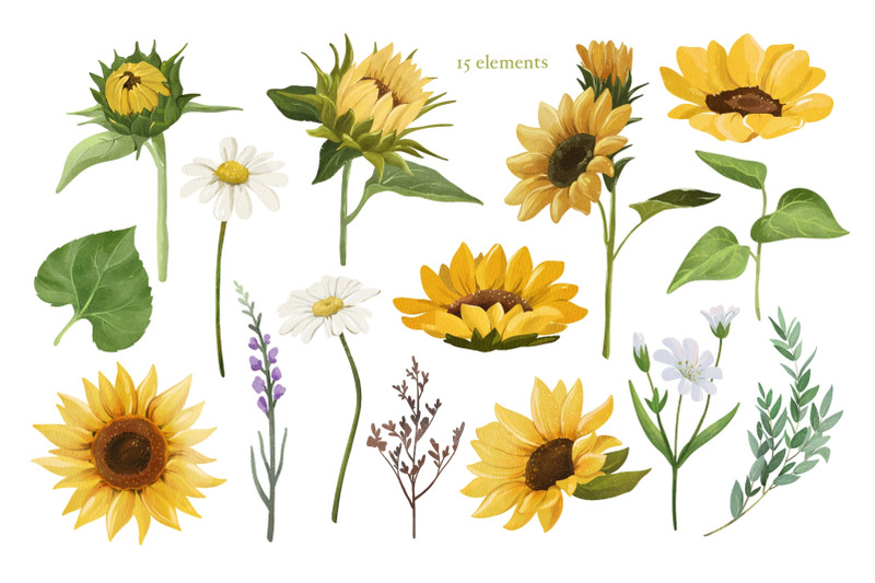 sunflower-png-clipart-watercolor-floral-clipart-bouquet
