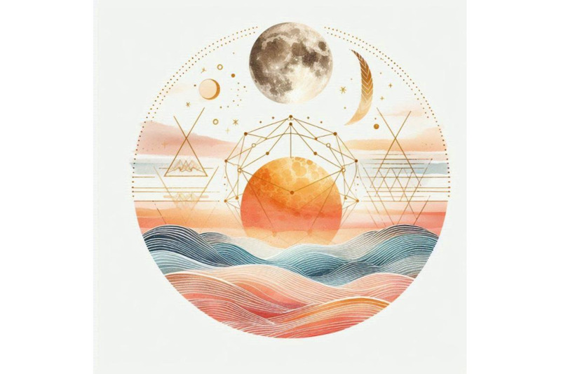 a-bundle-of-sun-moon-print-boho-minimalist