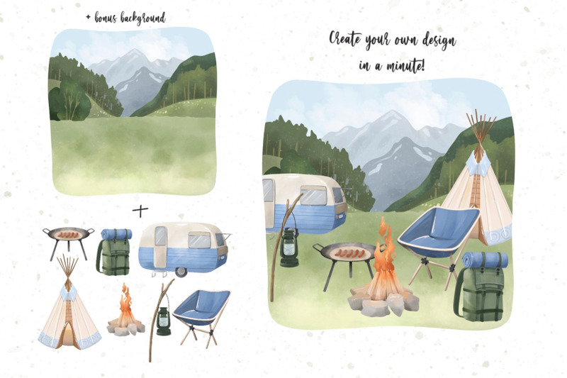 camping-clipart-png-weekend-forest-travel-clipart-hiking-accessories