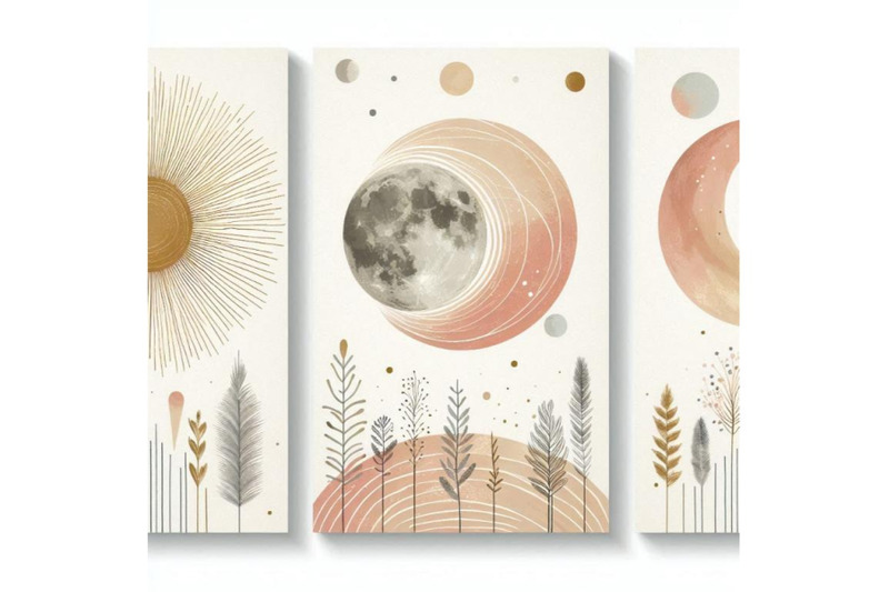 a-bundle-of-abstract-sun-moon-poster-set-c