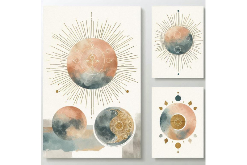 a-bundle-of-abstract-sun-moon-poster-set-c