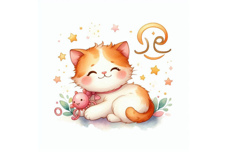 a-bundle-of-vector-cute-cartoon-zodiac-cat