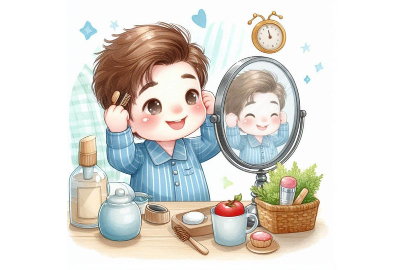 a-bundle-of-happy-cute-kid-boy-use-mirror-in