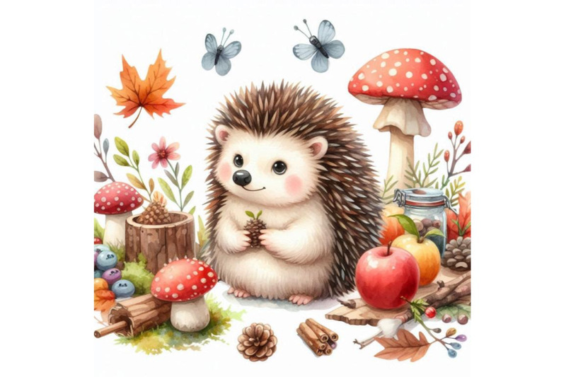 a-bundle-of-cute-watercolor-cartoon-hedgeh