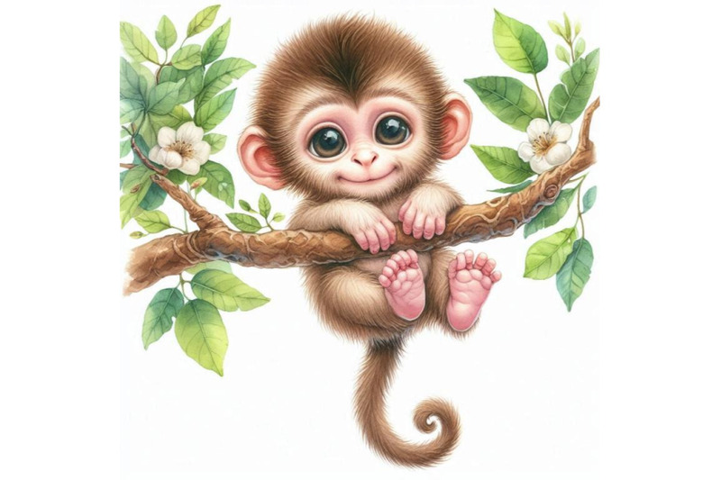 a-bundle-of-cute-baby-monkey-hanging-on-tr