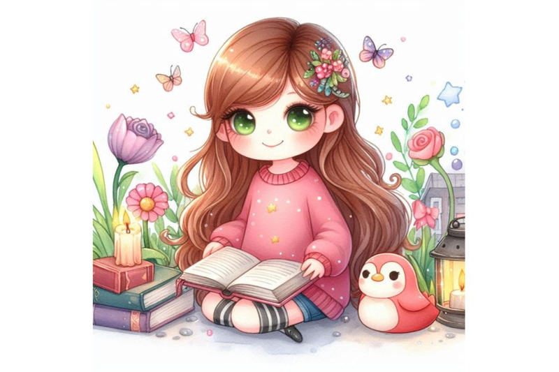 a-bundle-of-cute-cartoon-girl-with-book