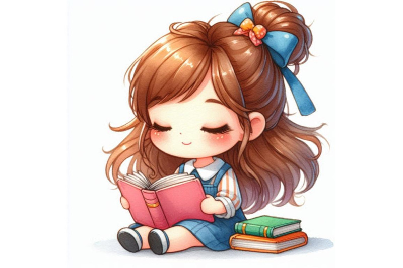 a-bundle-of-cute-cartoon-girl-with-book