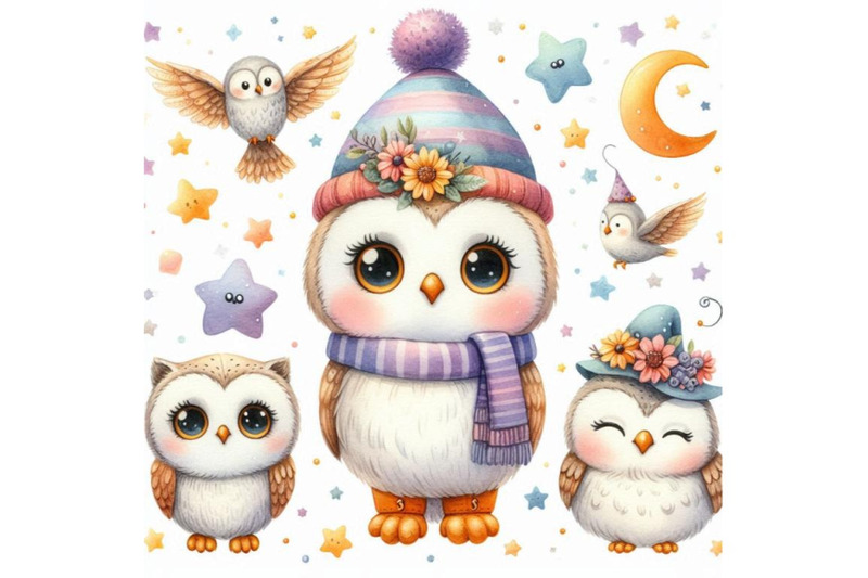 a-bundle-of-cute-cartoon-owls