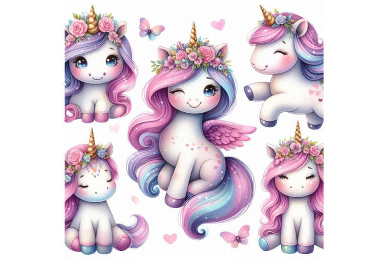 a-bundle-of-cute-cartoon-unicorns-isolated-o