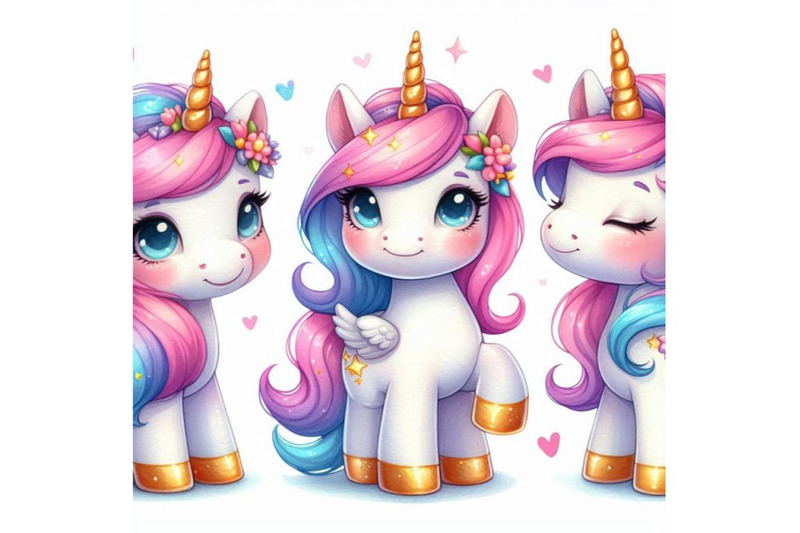 a-bundle-of-cute-cartoon-unicorns-isolated-o