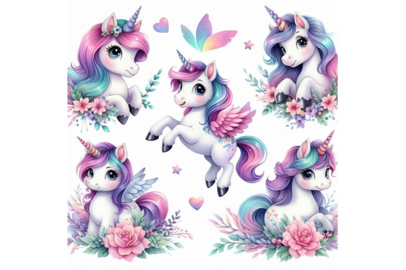 a-bundle-of-cute-cartoon-unicorns-isolated-o