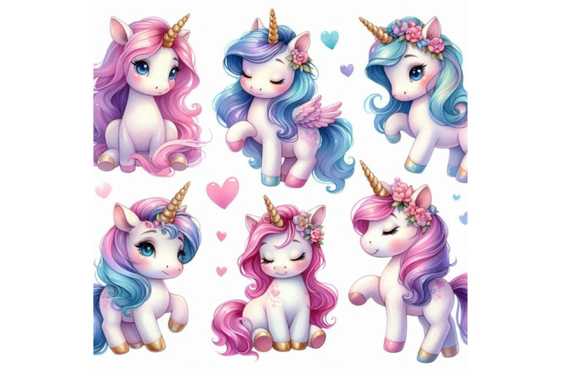 a-bundle-of-cute-cartoon-unicorns-isolated-o