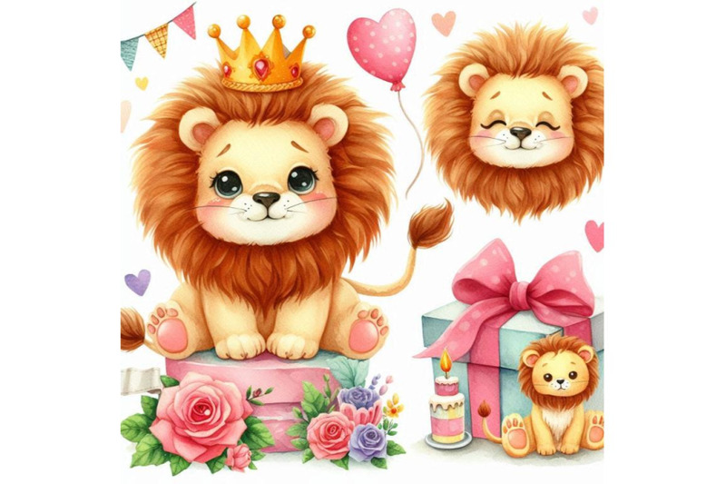 a-bundle-of-cute-lion-cartoon