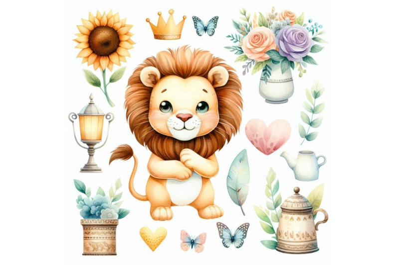 a-bundle-of-cute-lion-cartoon