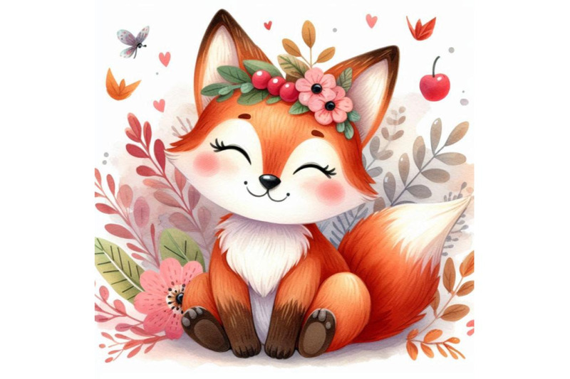 a-bundle-of-cute-watercolor-cartoon-fox-fore