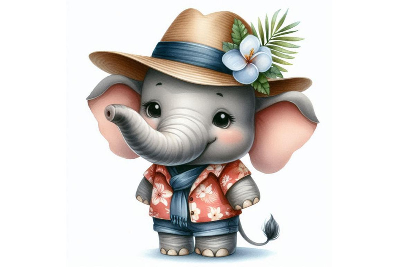 a-bundle-of-cute-elephant-in-panama-hat-isol