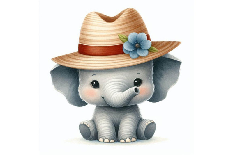 a-bundle-of-cute-elephant-in-panama-hat-isol