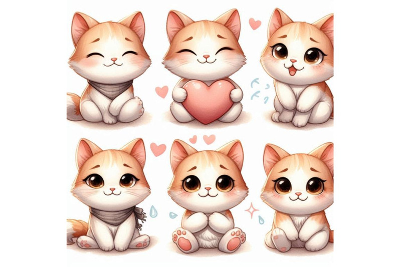 a-bundle-of-cute-cat-character-with-different