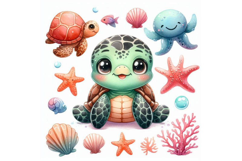 a-bundle-of-cute-sea-turtle-cartoon-funny-a